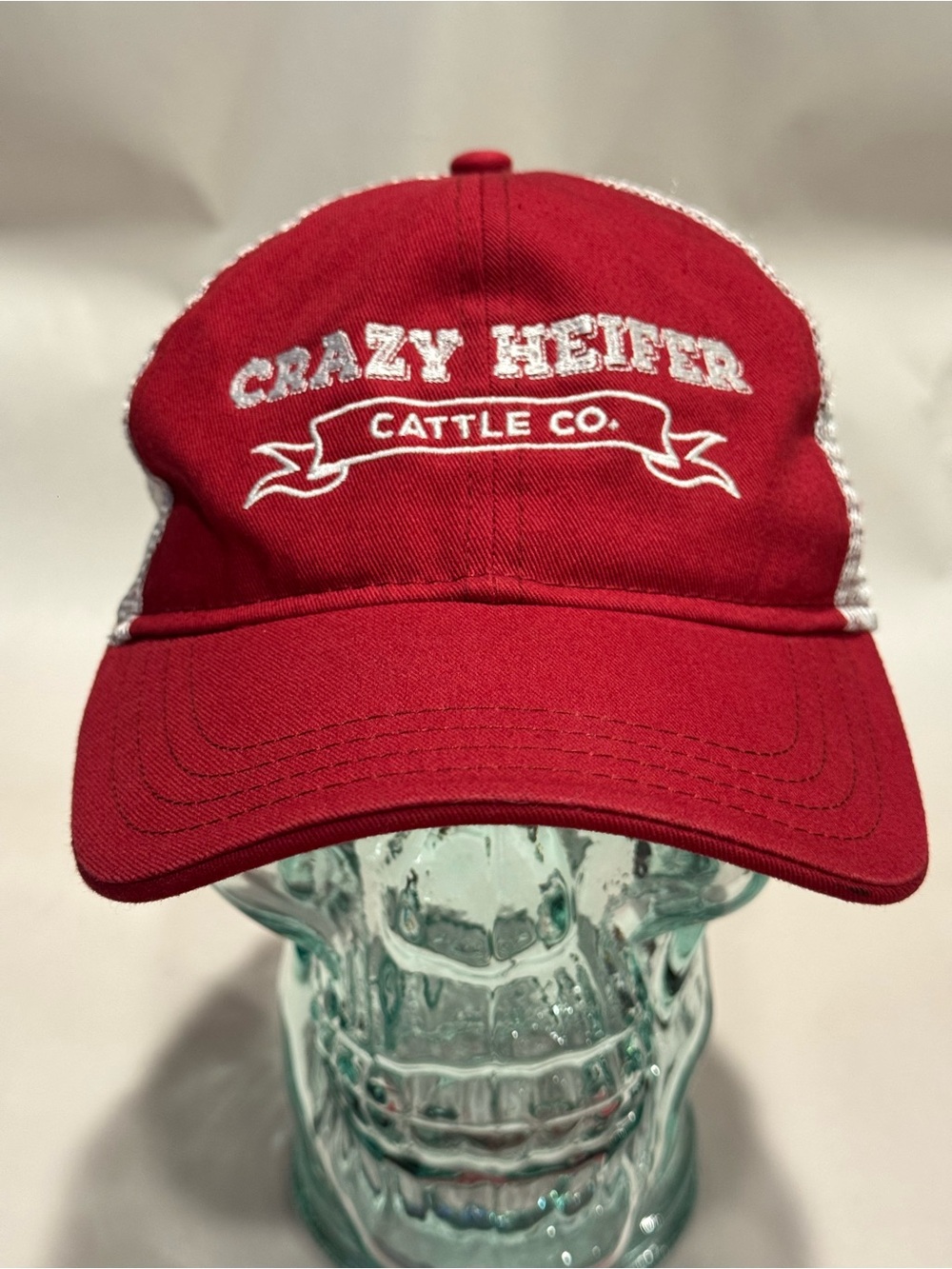 Crazy Heifer Cattle Co Snapback Trucker Hat Cap Mesh Back Red Miranda Lambert - Picture 2 of 7